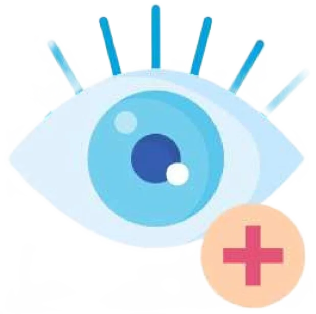 Vector image of close up of eye showing positive icon
