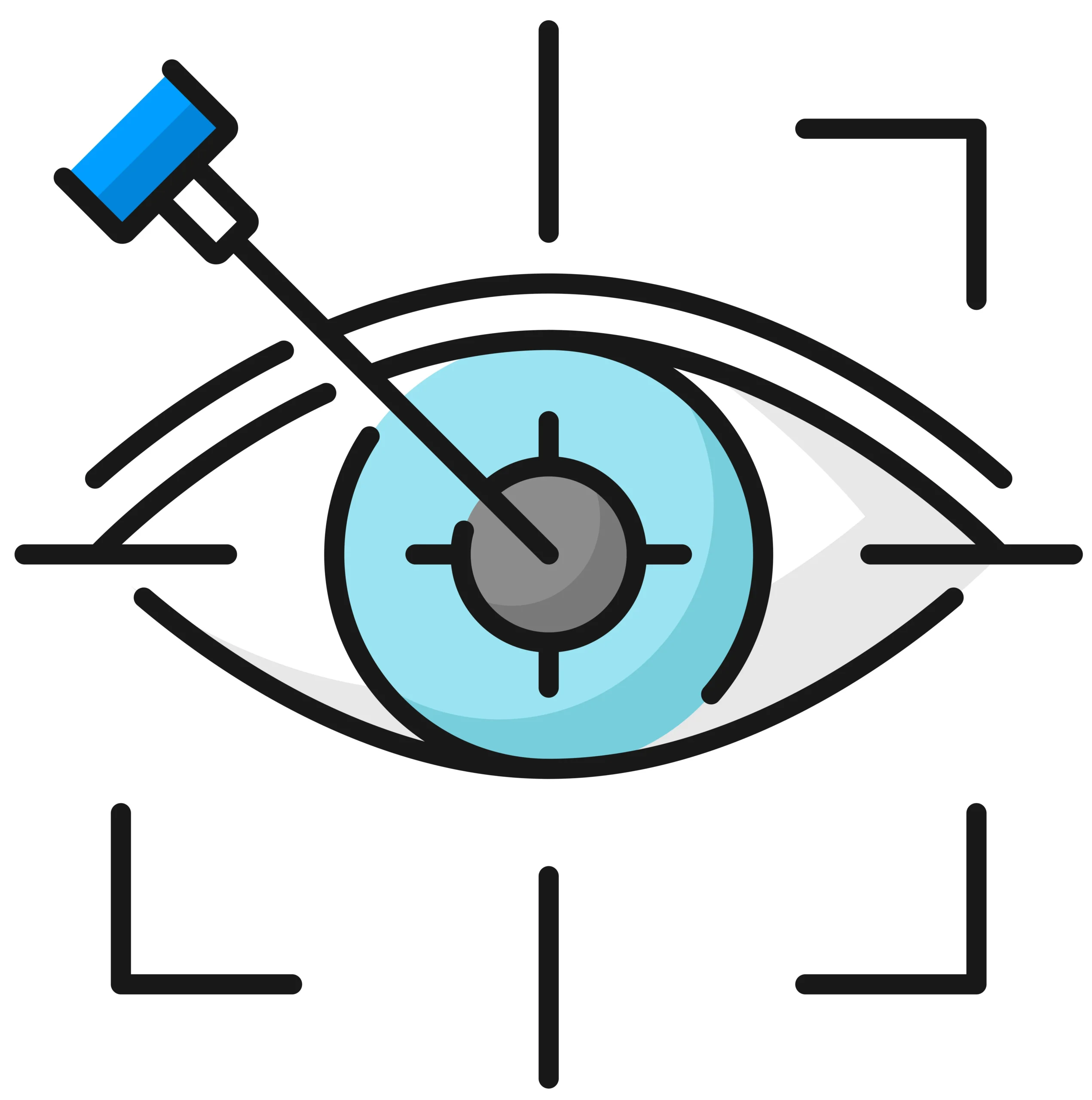 vector icon showing close up of the eye with a surgical needle going into the eye